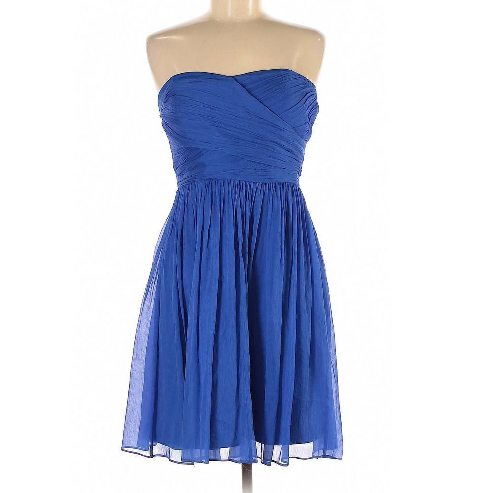 J. Crew Blue Strapless Silk Bridesmaid Dress Size 8